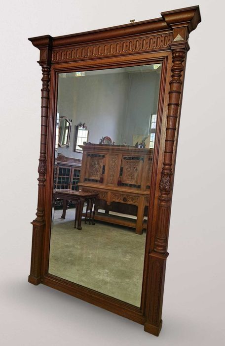 Голямо антично фасетно огледало за стена