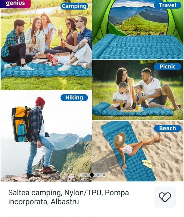 saltea camping/ plaja, pompa incorporată