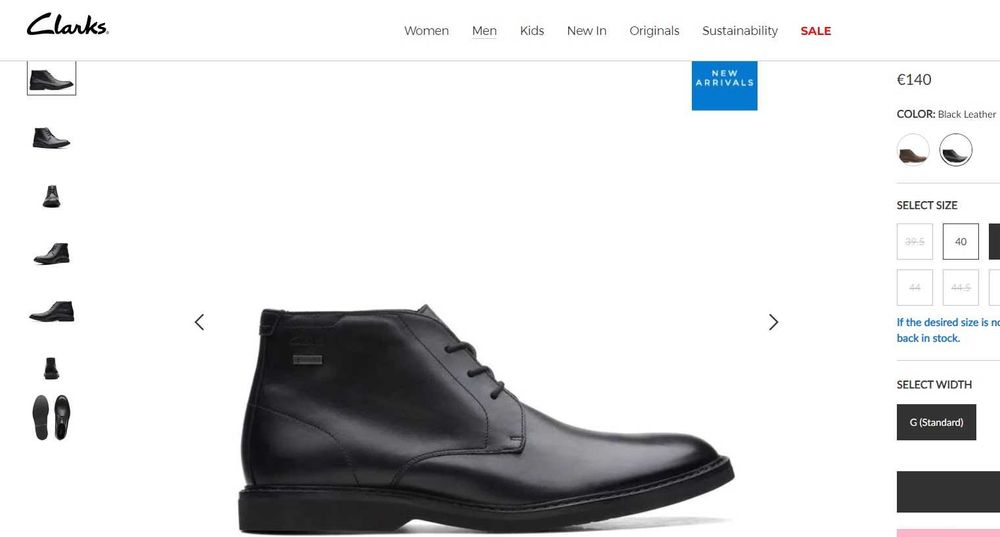 Ghete lace up 44.5 plain toe premium Clarks NOI piele naturala moale