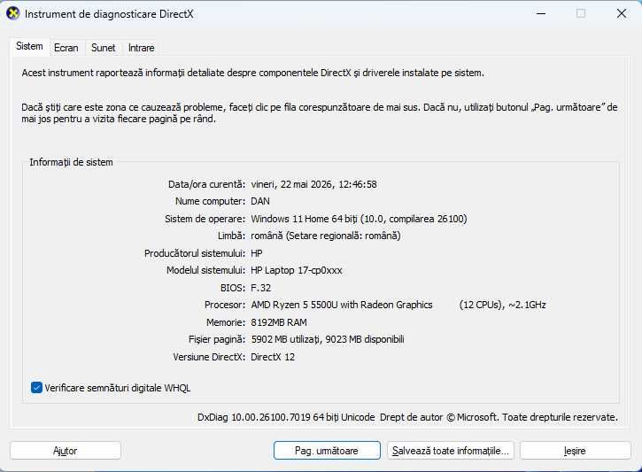 Laptop HP 17 Series Ryzen 5 5500U, 8GB RAM, 512GB SSD, 17.3” IPS FHD, Windows 11 Home Licentiat