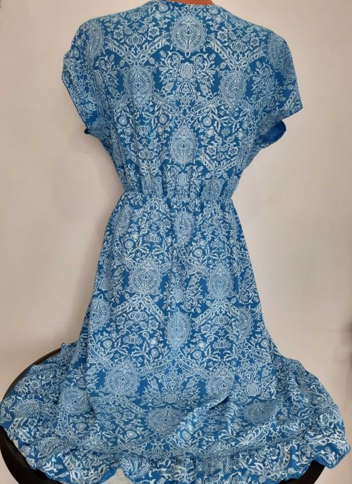 Rochie de culoarea albastru, cu elastic in talie, Answear LAB