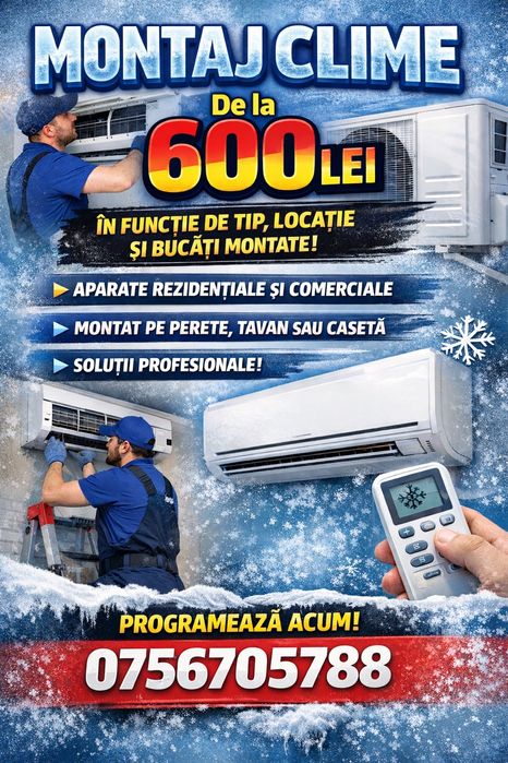 Montaj aer conditionat,montaj clima, igienizare