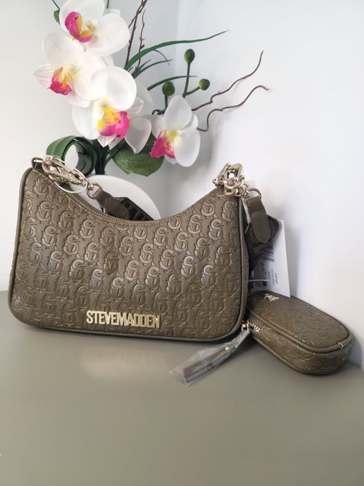 Оригинална дамска чанта Steve Madden - Маслинено злато