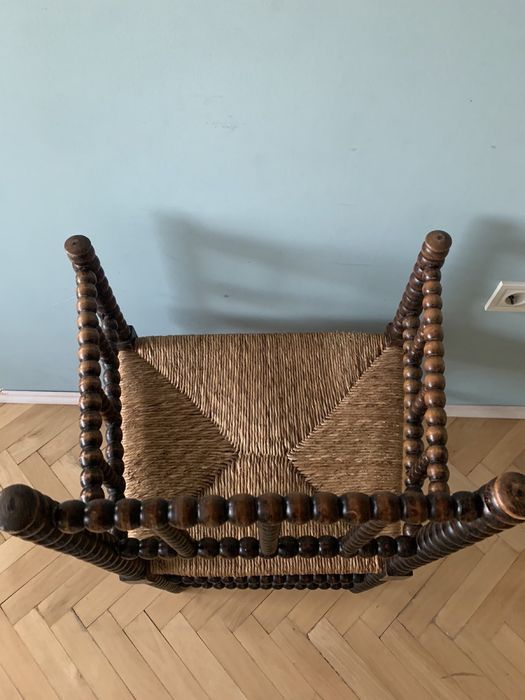 Холандски / английски Bobbin стол със сламена седалка 1920-та