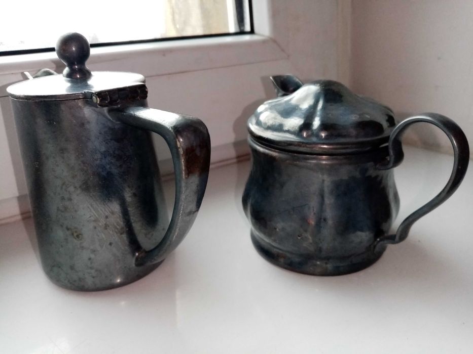 Letiera și zaharnita din alpaca argintata, vechi, perfecte functional