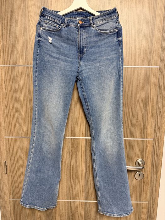 Дамски сини дънки H&M, 38 размер, bootcut, high waist