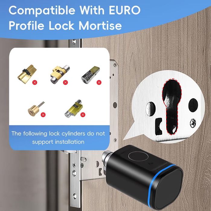 Yala cilindru euro smart 60mm amprenta NFC, Bluetooth, cheie, Tuya, HA