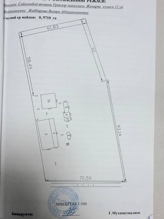 Sayxunobod tumani O’rikzor mahallasida 97 Sotix xovli sotiladi.