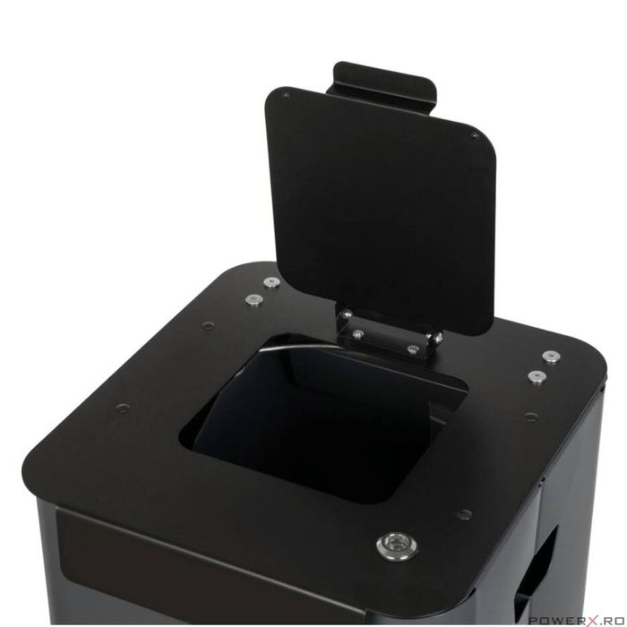 Capac pentru cos de gunoi cu balama si maner, otel galvanizat, negru