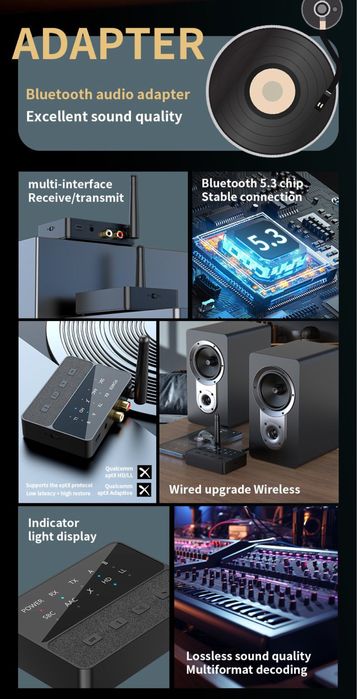 Аудио адаптер, ресивер bluetooth применик передатчик универсальный