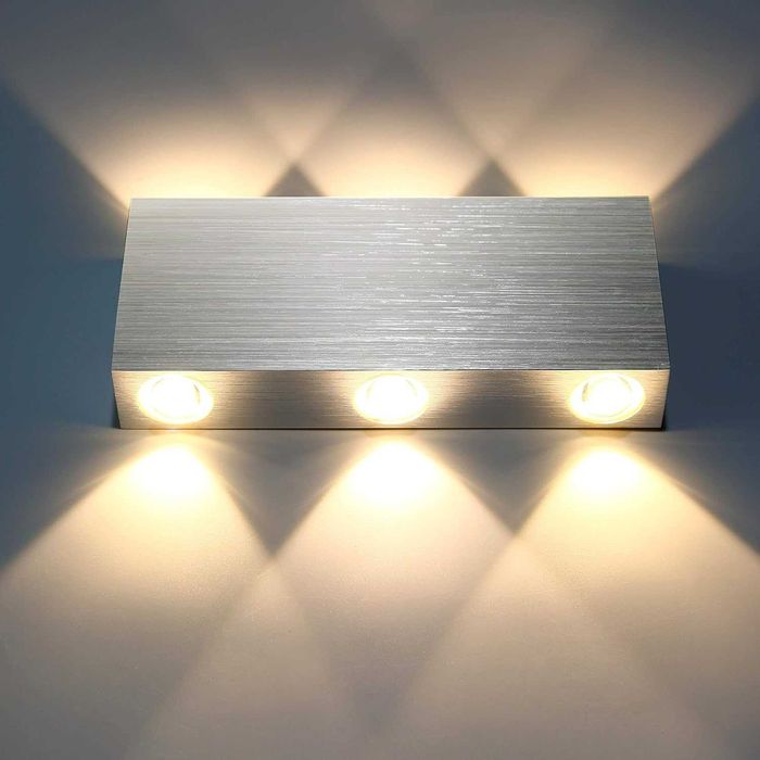 Aplica LED de perete, iluminare sus-jos, 18W, 3000K, lumina calda, protectie IP44, 18 x 8 x 3 cm, aluminiu