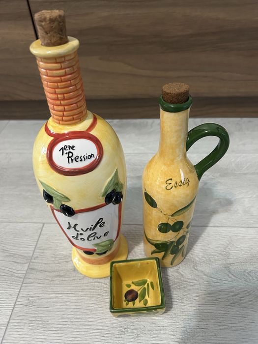 Керамичен  италиански комплект за зехтин и маслини