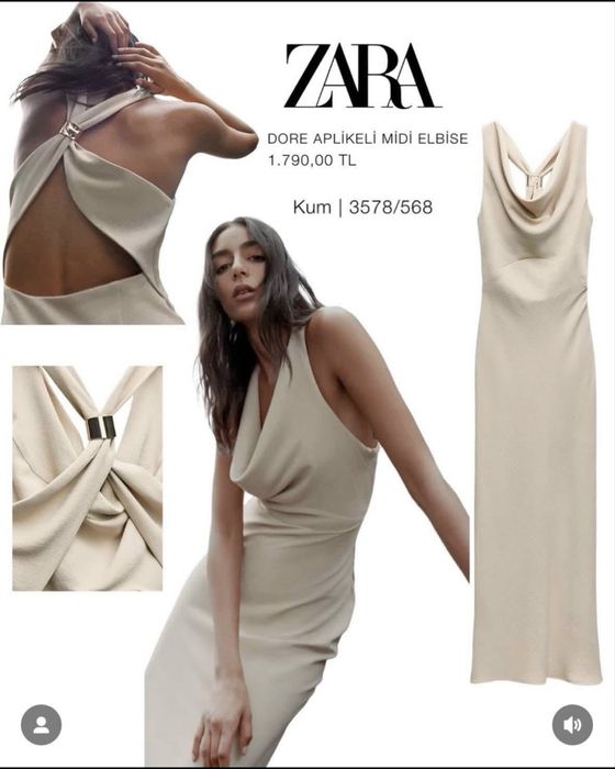 Миди рокля Zara с ефектен гръб