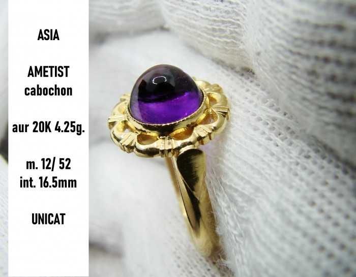Inel Aur 14k 18k 20K Cu Ametist Amethyst Unicat Asia
