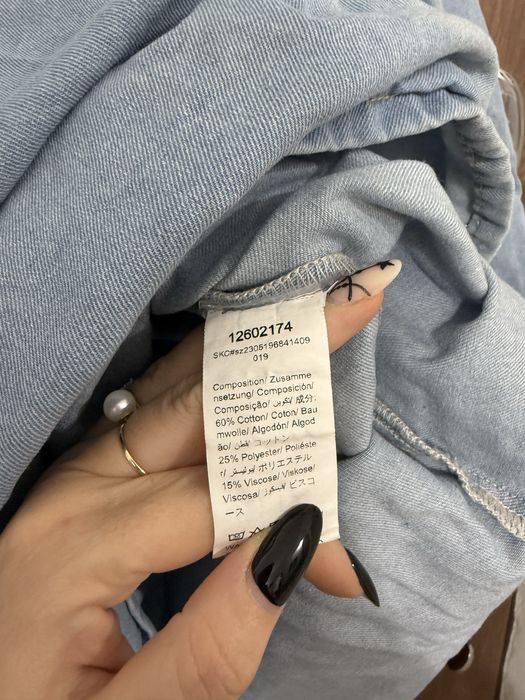 Rochie blug denim cu cordon si decolteu in V