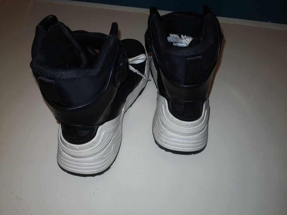 Dior Black/White Leather Jumper High Top Sneakers