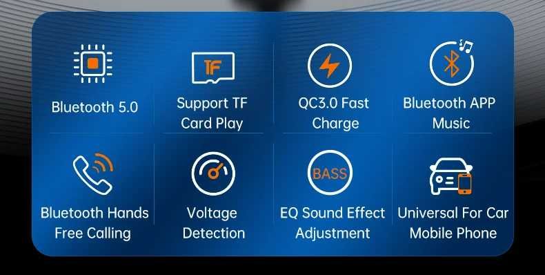 Bluetooth FM трансмитер BC85 Голям Екран , QC 3.0 Бързо зареждане ,Aux
