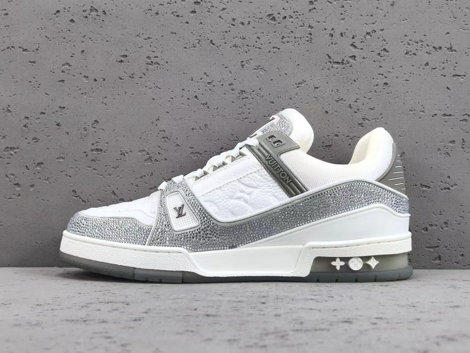 Louis Vuitton Trainer – White & Silver Rhinestone Edition
