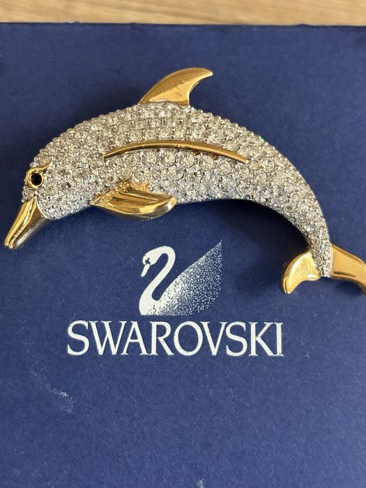 Брошка Делфин Swarovski