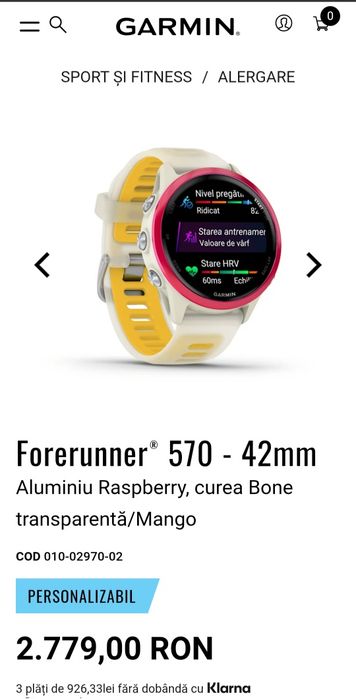 Garmin Forerunner 570 42 mm nou sigilat