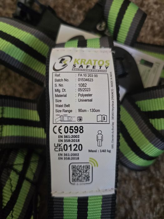 Kit protecție lucru la înălțime Kratos Safety – ham + opritor cădere – NOI