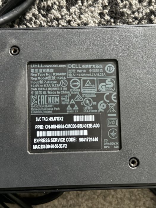 Docking station Dell K20A + Alimentator Dell 130W impecabil