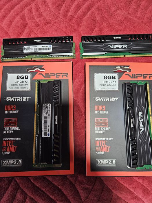 Memorii absolut noi  DDR3, 2 X 4 GB, frecv 1600, Patriot cu radiatoare