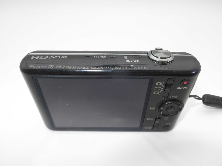 Sony Cyber Shot WX100 ултра компактен цифров фотоапара, дигитална камера в черен цвят, FULL-HD, 10x оптичен зум, 16MP, пълен комплект, работи отлично