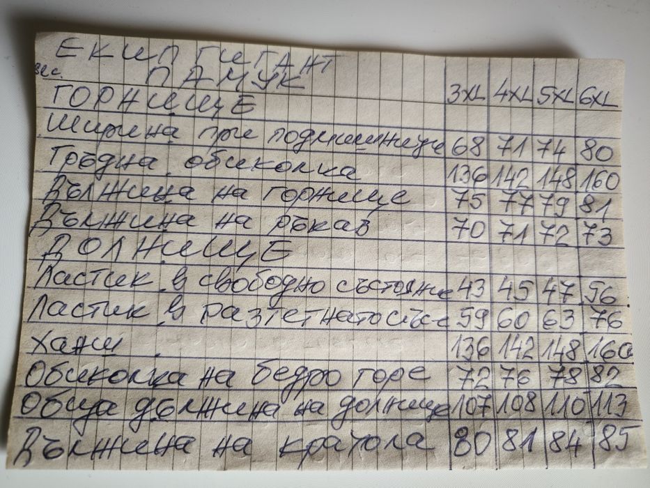 Екип ГИГАНТ от памук 3XL, 4XL, 5XL, 6XL