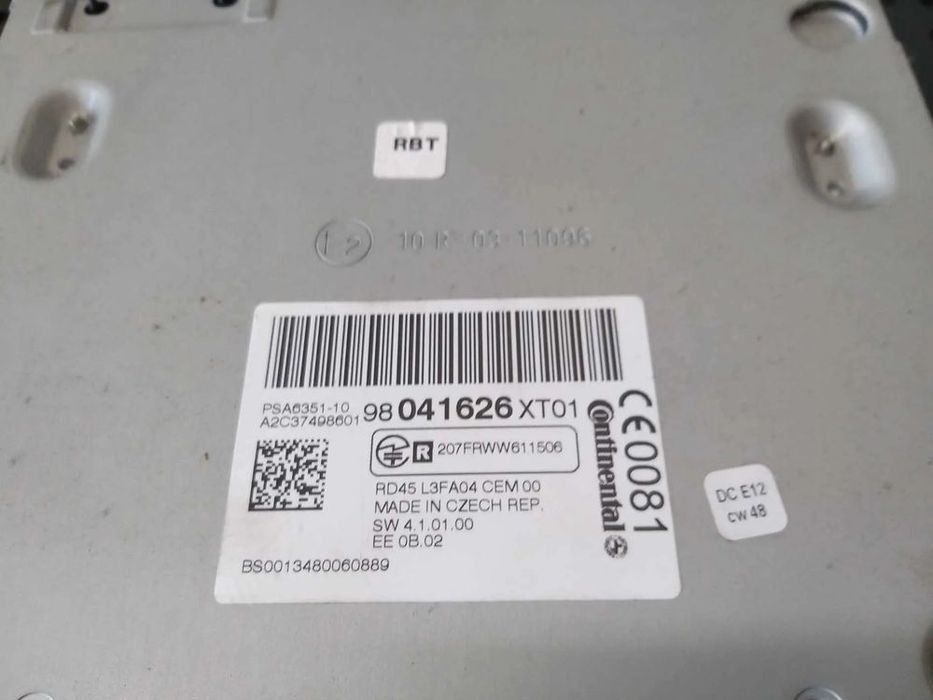 Radio cd player mp3 citroen c3 2 98041626xt01