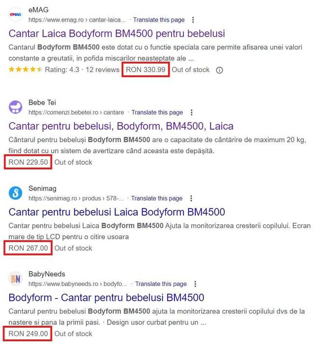 Cantar Laica Bodyform BM4500 pentru bebelusi