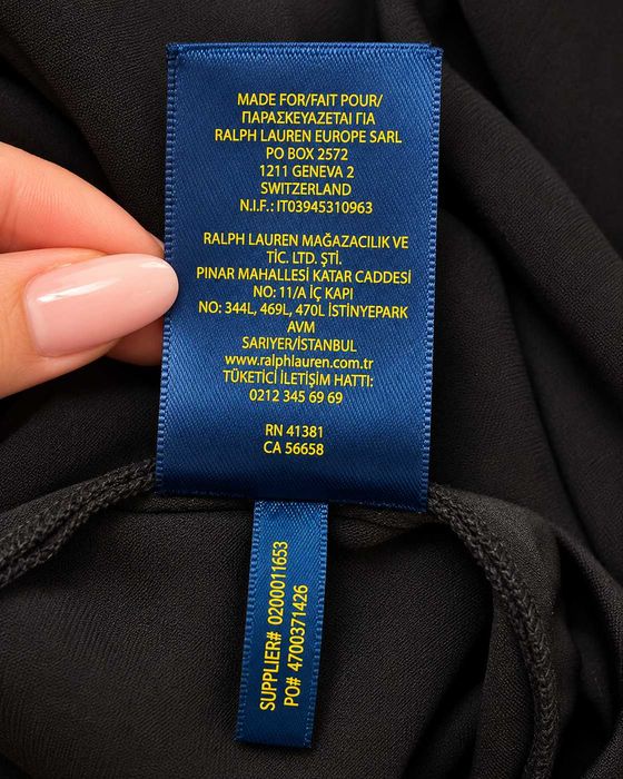 Salopetă Polo Ralph Lauren damă, neagră, din viscoză, croială elegantă cu decolteu petrecut, mărimea M