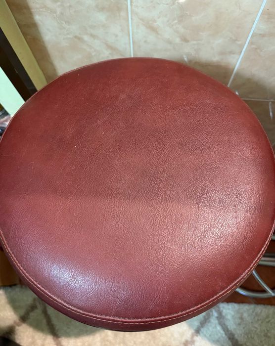 Set doua scaune de bar Zeta din otel inoxidabil si piele ecologica maro