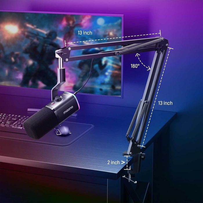 Гейминг микрофон RGB комплект с рамо MAONO PD100XS USB/XLR - Чисто нов