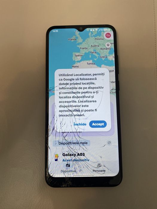 Sticla ecran A03 fisurata placa buna