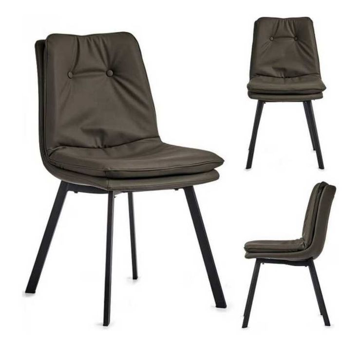 Scaun cu spatar, maro si butoni gri pe margine