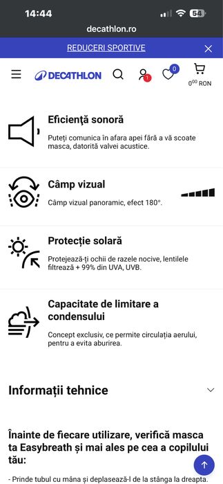 Masca snorkeling Easybreath cu valva