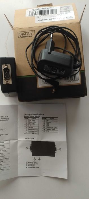 DIGITUS VGA видео усилвател/удължител до 65м, 300MHz, макс 1920x1440