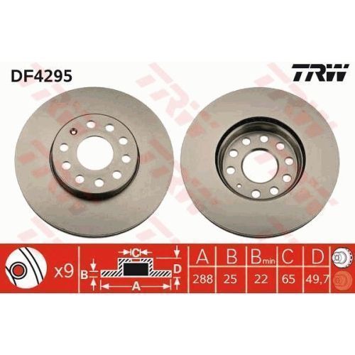 Disc frana Audi A3, 05.2012, Altea, 03.20, Toledo 3, 04.2009, Octavia, Superb, Yeti, Beetle, 12.20, Caddy 3, 03.2015, Eos, Jetta 1, Scirocco, Touran,