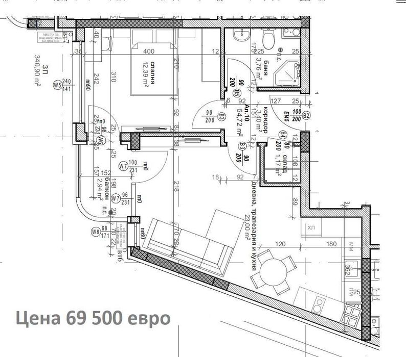 Продава се Двустаен апартамент в Велико Търново, Картала - 55 кв.м за 1410 €/кв.м - Снимка #3