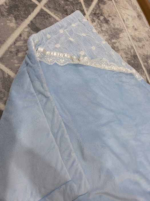 плед конверт голубой.турция производства