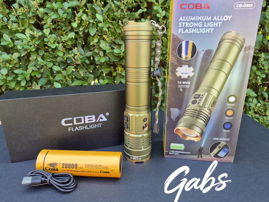 Мощен трицветен LED фенер COBA CB-G905 ,TG-Wick 3000M