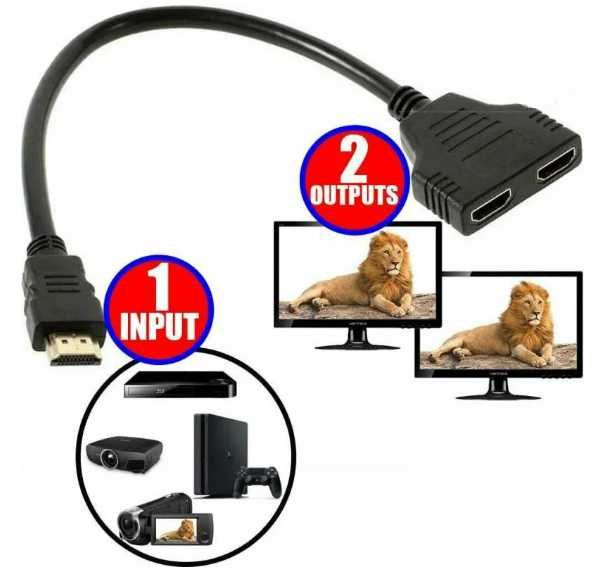 Cablu adaptor HDMI Splitter 2 in 1 – 30cm