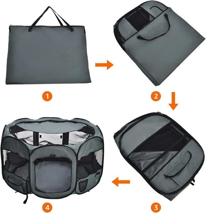 Tarc pentru animale ,pliabil octogonal Amazon Basics , 114 cm, gri