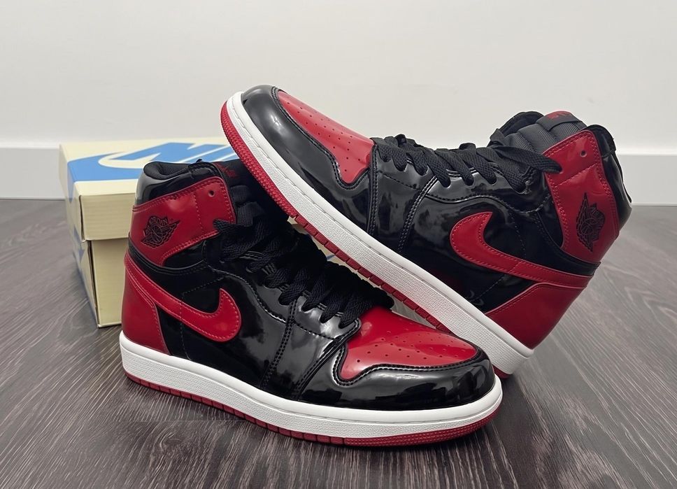 Adidasi Jordan 1 High Patent Bred