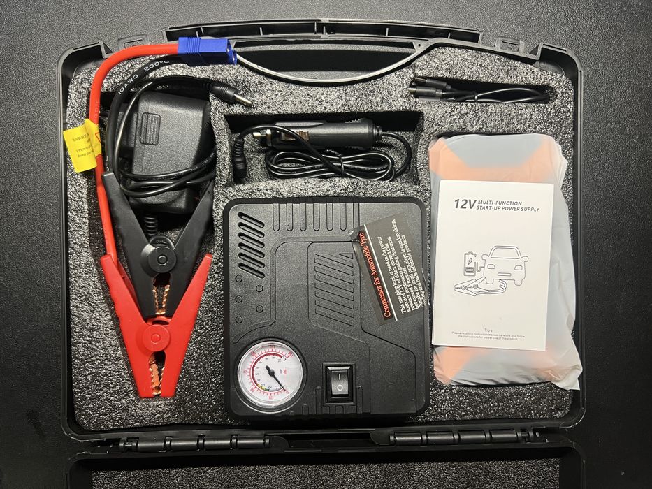Мултифункционален стартер за кола, 128000mAh, 12V, 4xUsb,  Компресор
