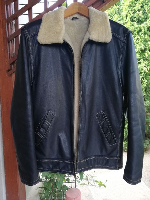 Geaca piele bărbati Aviator Milano M/L cu blana