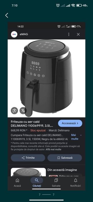 Friteuza cu aer cald Delimano Air Fryer Touch