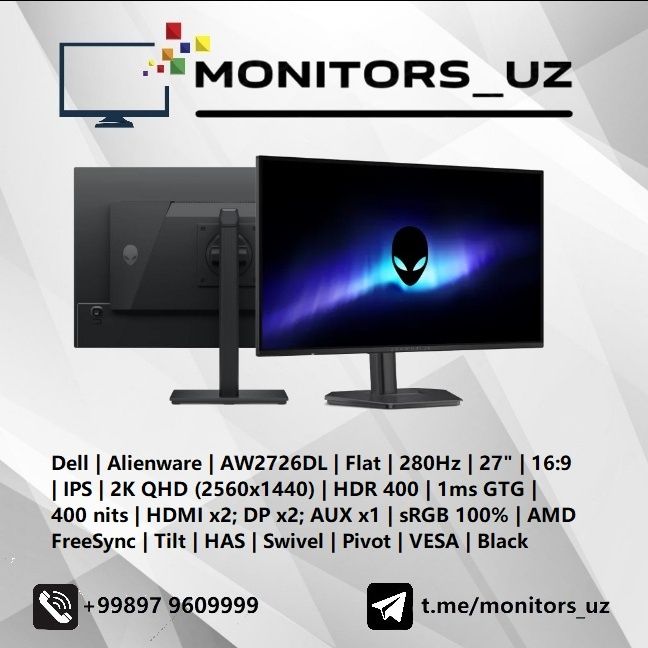 [NEW] монитор Alienware AW2726DL IPS 2K 280Hz