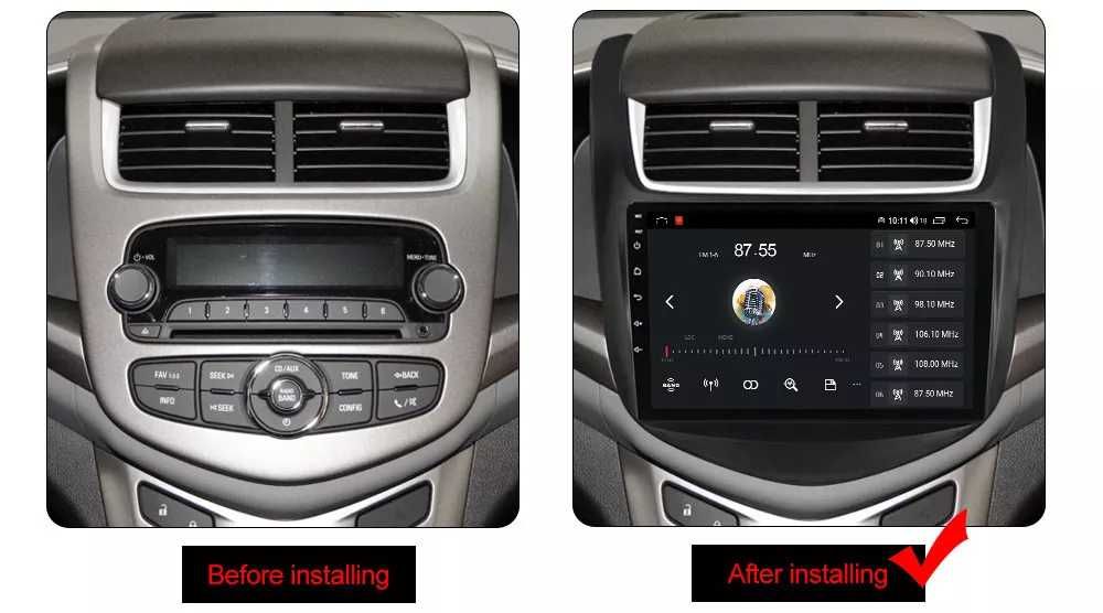 Navigatie Android 14 Chevrolet Aveo 2014-17 1/8 Gb Waze CarPlay CAMERA
